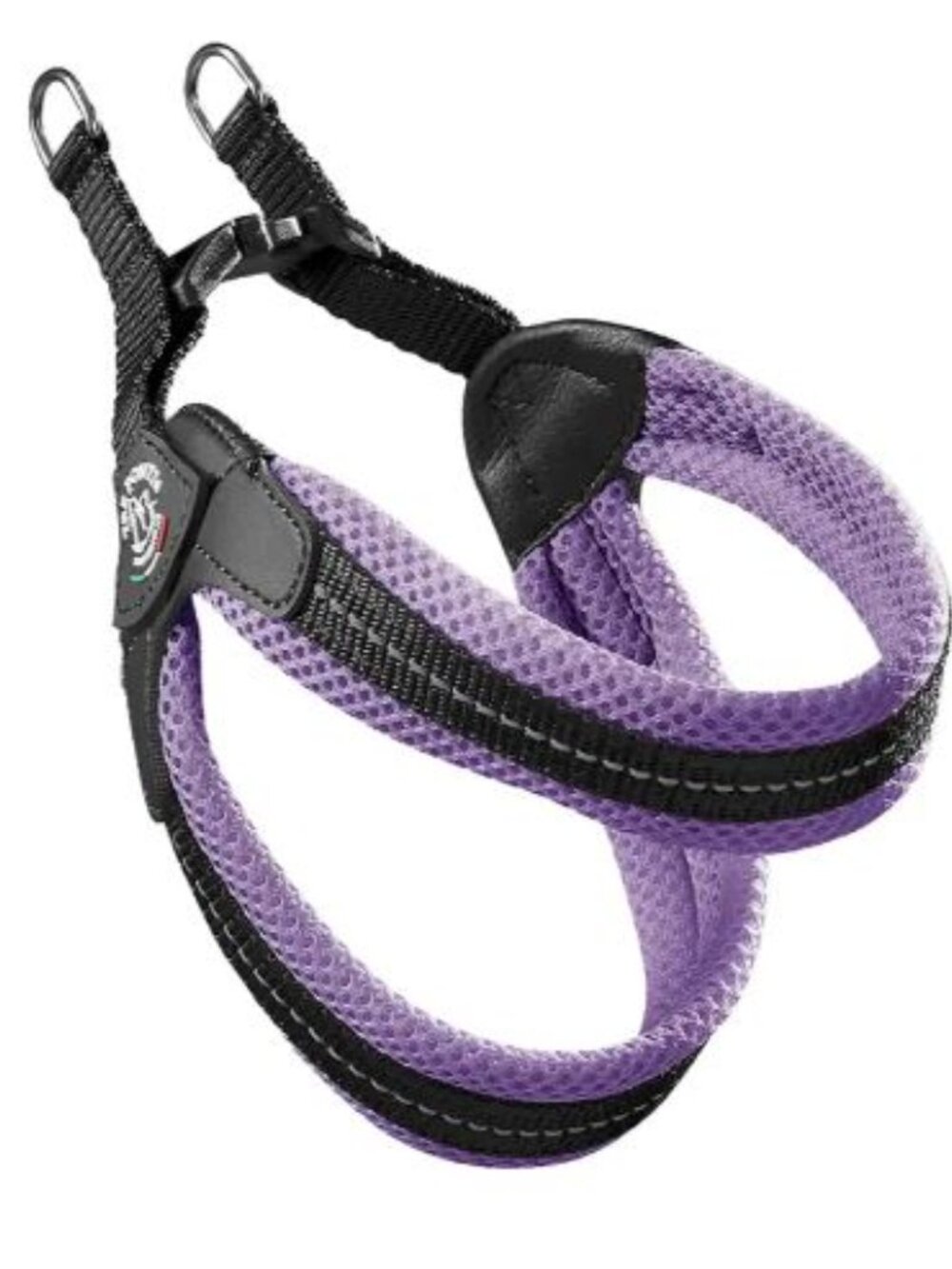 Tre Ponti Made in Italy Dog Harness — Black with Purple Mesh